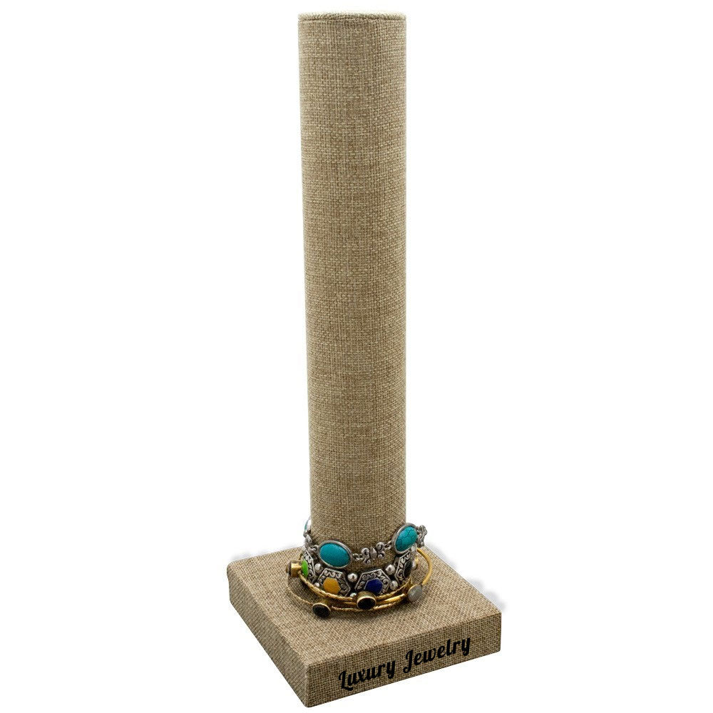 Brown Burlap Jewelry Bangle / Bracelet Display Bar