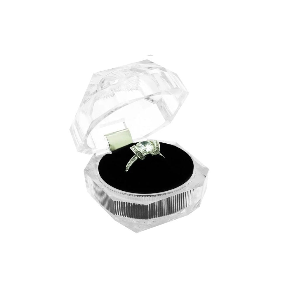 Clear Crystal Style Lucite Jewelry Ring Boxes