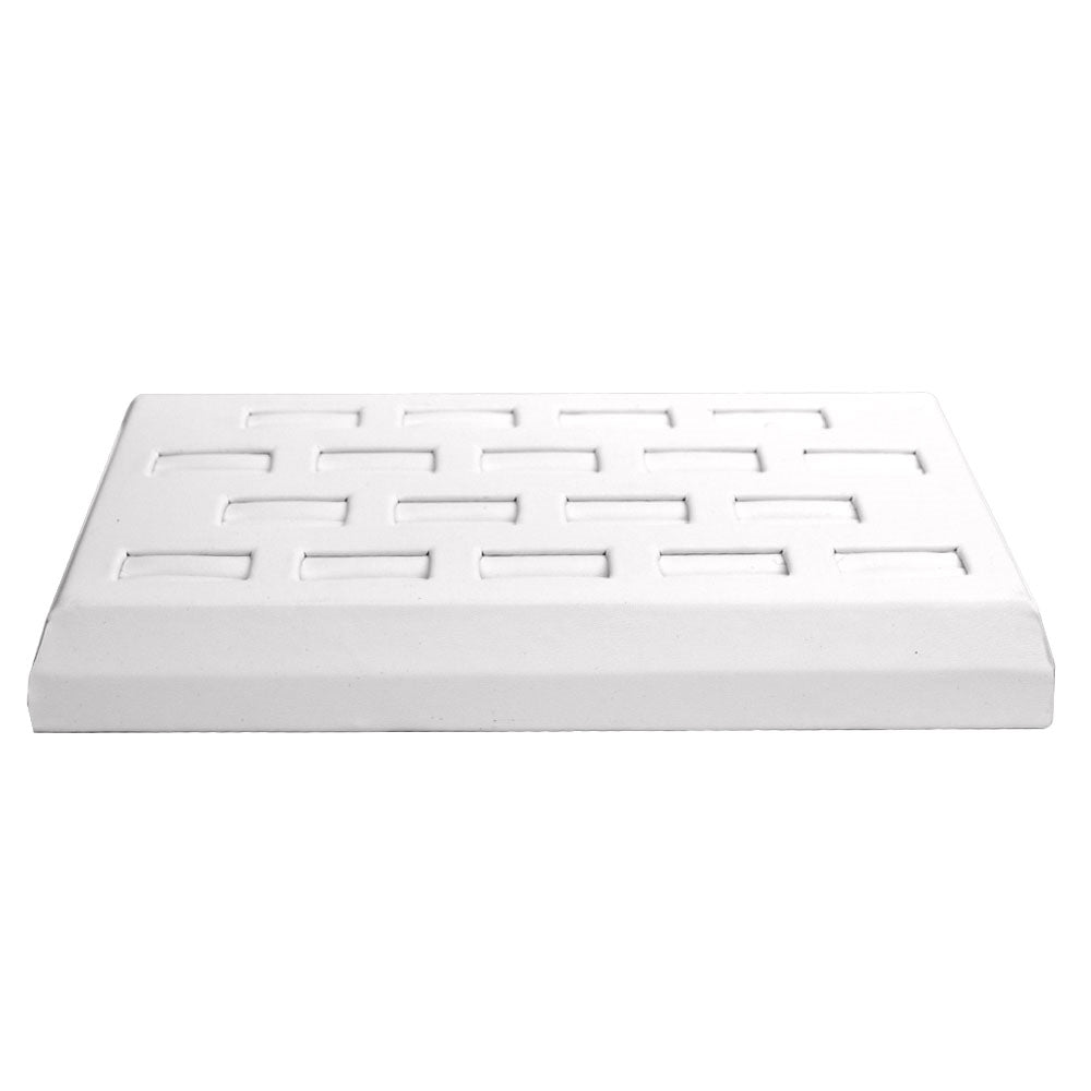 18 Slot White Leatherette Jewelry Ring Display Tray