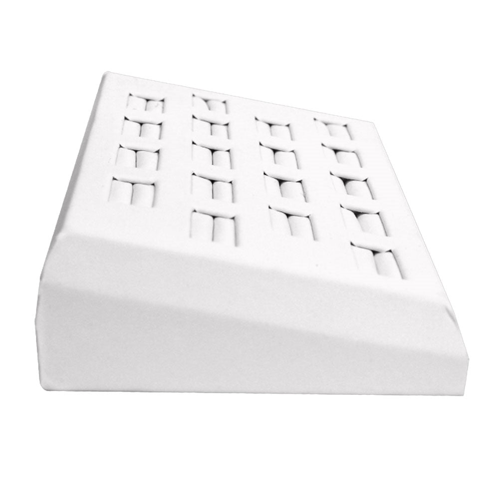 18 Slot White Leatherette Jewelry Ring Display Tray