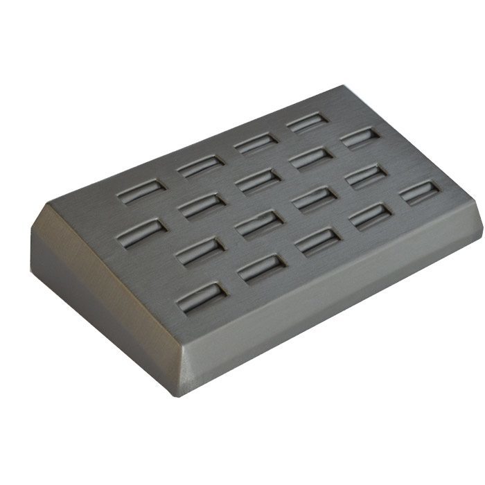 Steel Grey Leatherette 18 Slot Jewelry Ring Display Tray