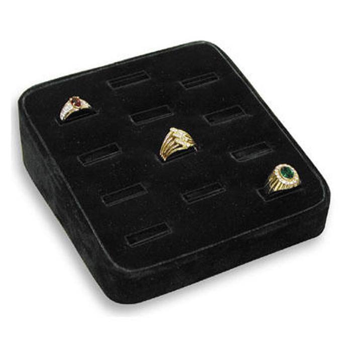 Black Velvet 12 Slot Jewelry Ring Display