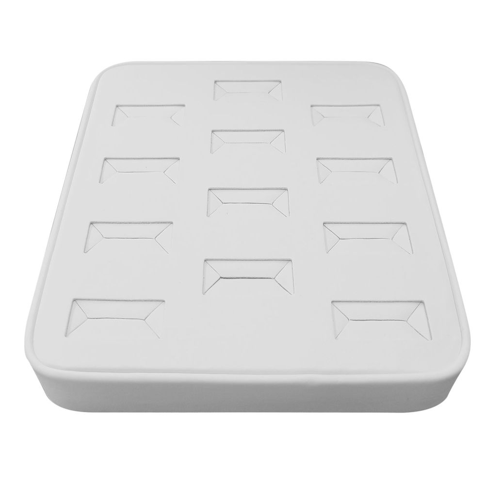 White Leatherette 12 Slot Jewelry Ring Display Tray