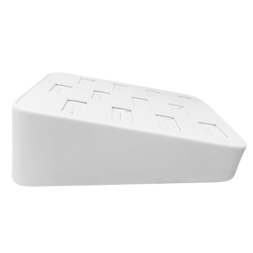 White Leatherette 12 Slot Jewelry Ring Display Tray
