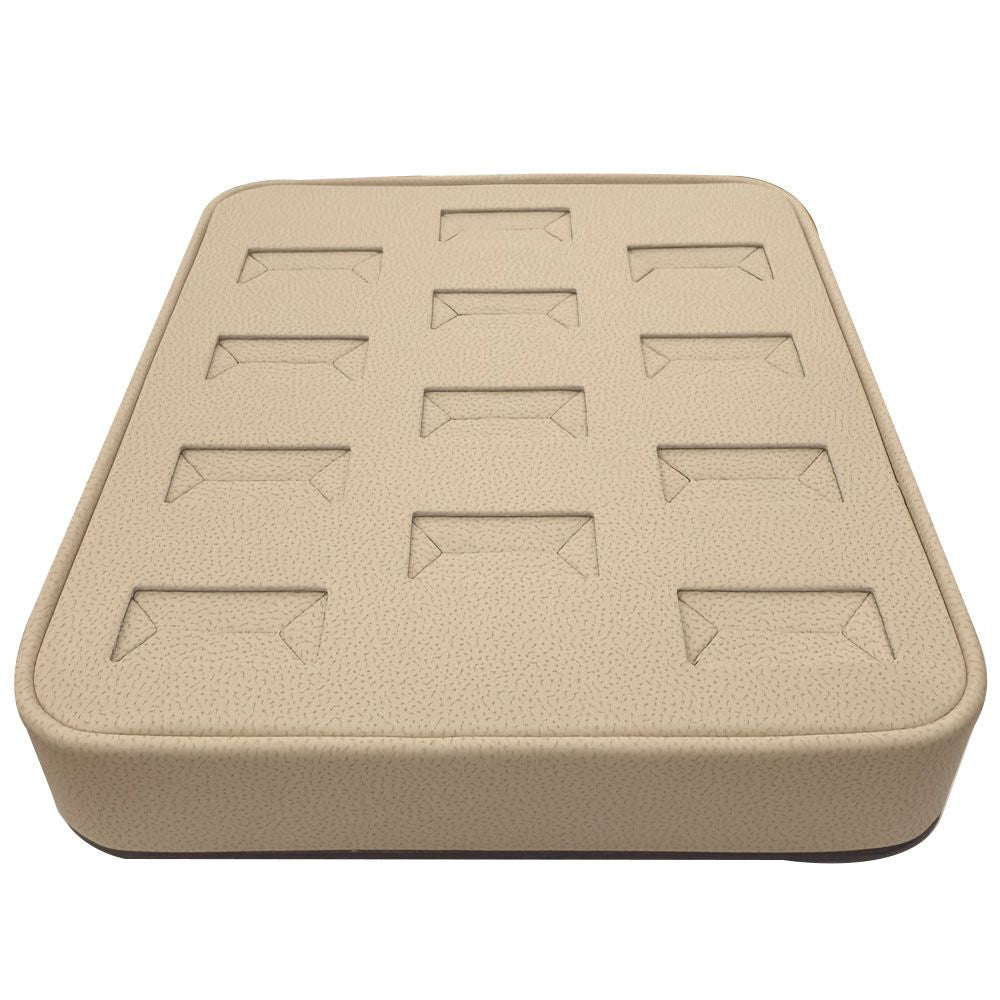 12 Slot Beige & Brown Leatherette Jewelry Ring Display Holder