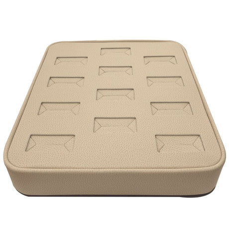 12 Slot Beige & Brown Leatherette Jewelry Ring Display Holder