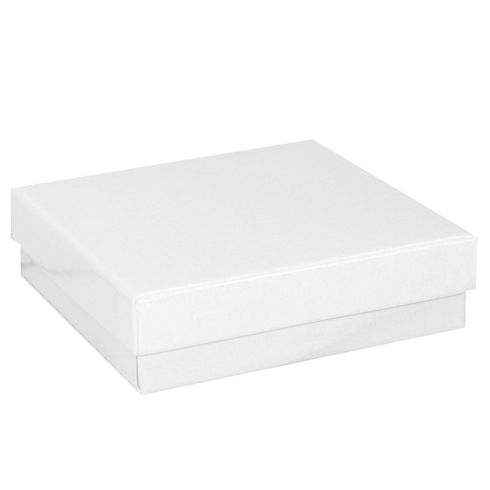Glossy White Cotton Filled Square Jewelry Gift Boxes #33