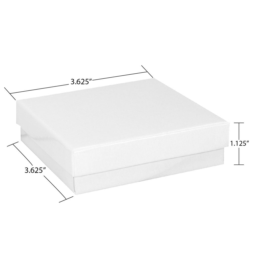 Glossy White Cotton Filled Square Jewelry Gift Boxes #33