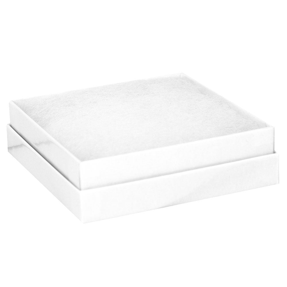 Glossy White Cotton Filled Square Jewelry Gift Boxes #33