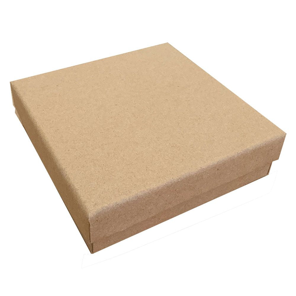 Brown Kraft Paper Cotton Filled Jewelry Square Gift Boxes #33