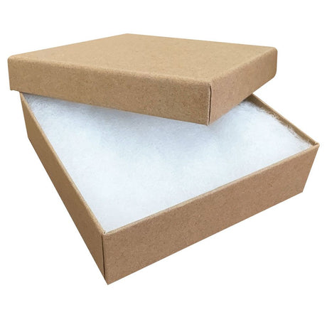 Brown Kraft Paper Cotton Filled Jewelry Square Gift Boxes #33