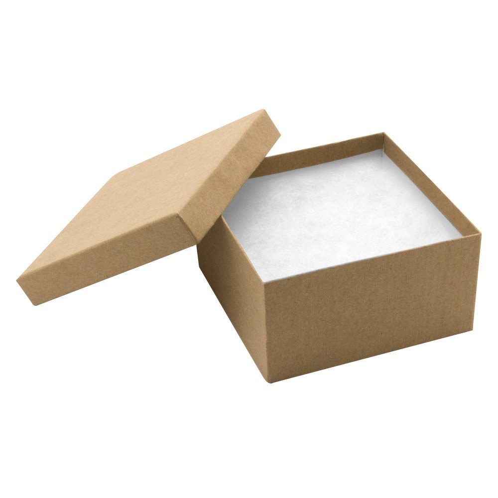Brown Kraft Paper Cotton Filled Jewelry Gift Boxes #34