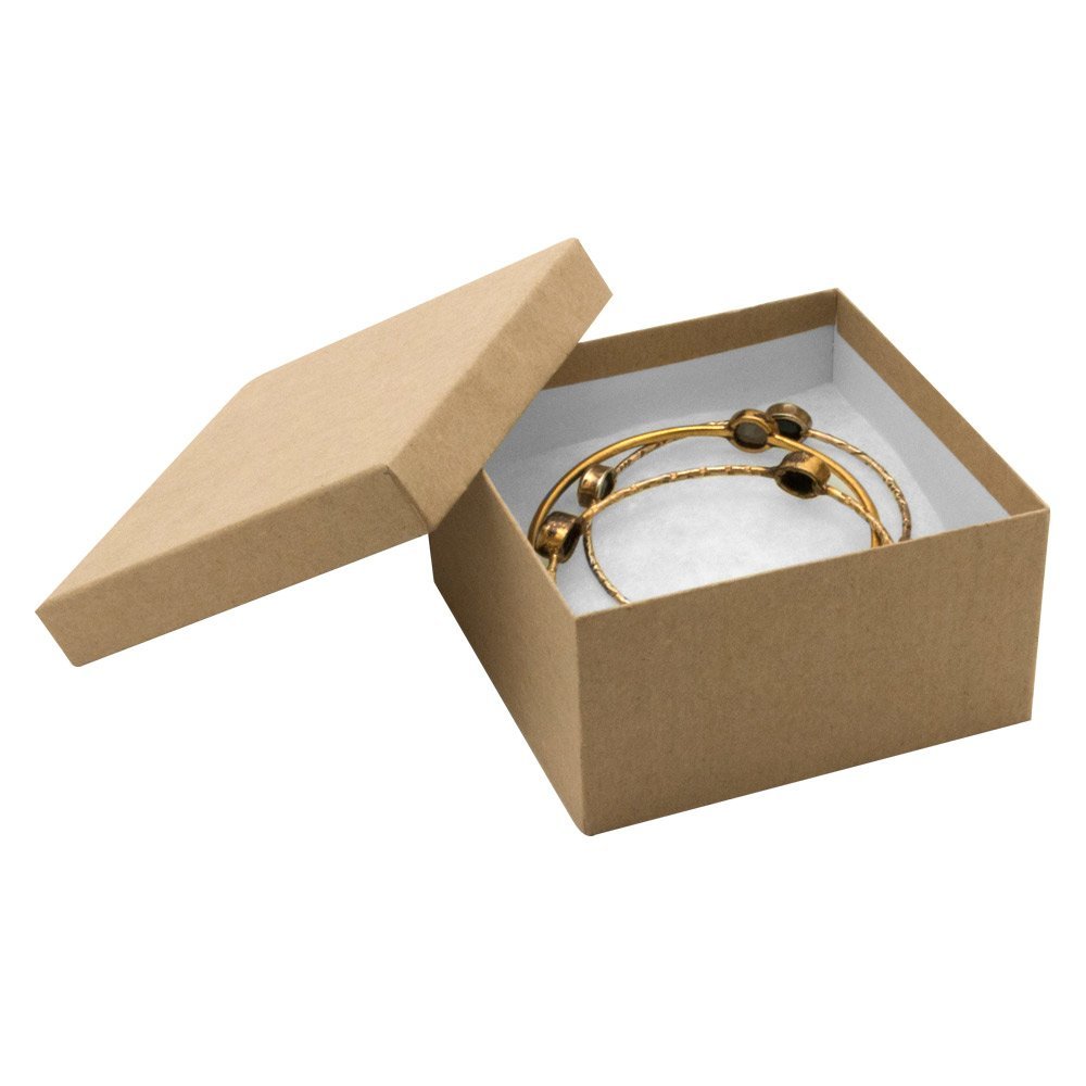 Brown Kraft Paper Cotton Filled Jewelry Gift Boxes #34