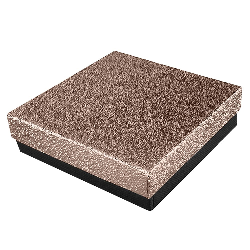 Textured Rose Gold Cotton Filled Jewelry Gift Boxes #33