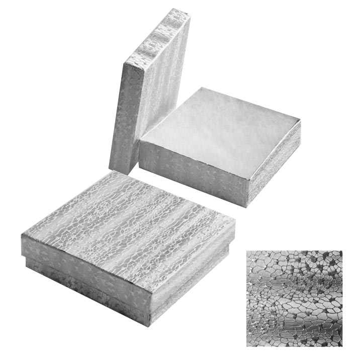 Silver Foil Cotton Filled Jewelry Gift Boxes #33