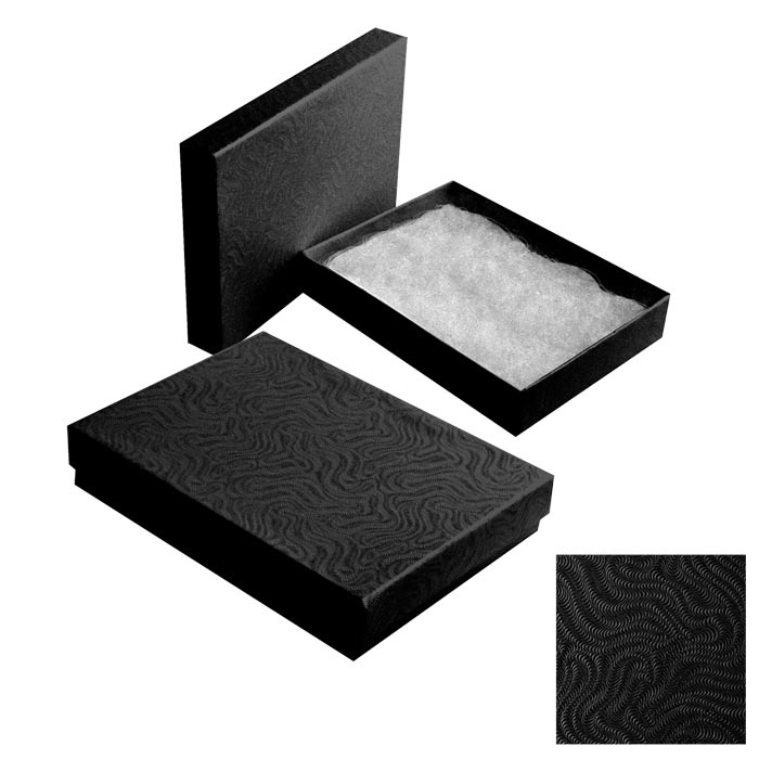 Premium Swirl Black Cotton Filled Jewelry Gift Boxes #53