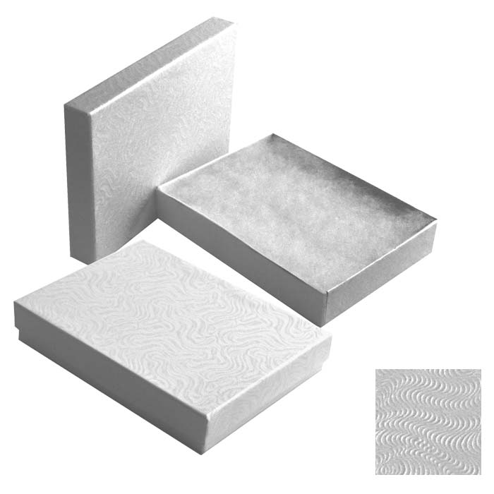 Swirl White Paper Cotton Filled Jewelry Gift Packaging Boxes #53