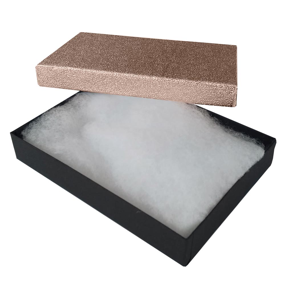Textured Rose Gold Cotton Filled Jewelry Gift Boxes #75