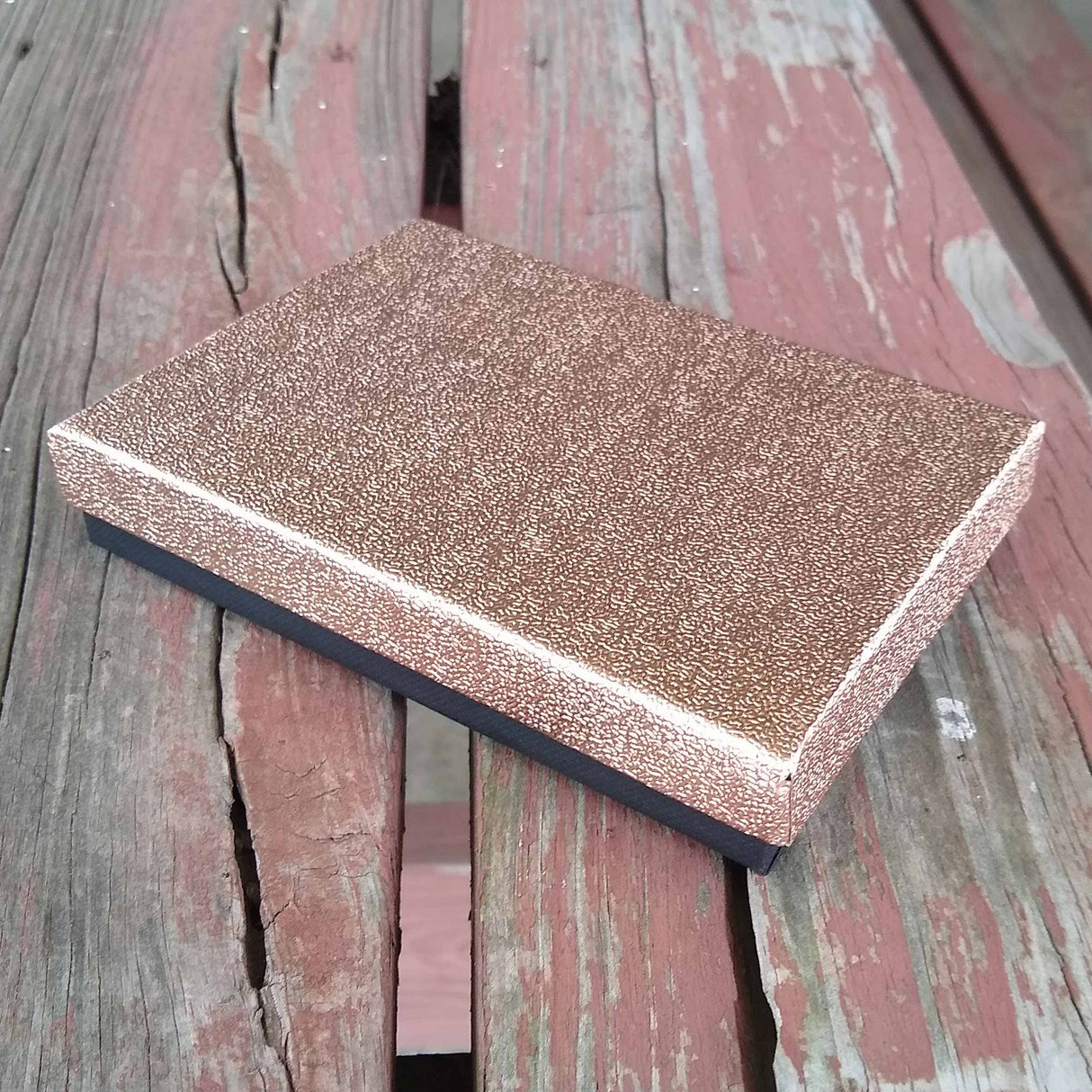 Textured Rose Gold Cotton Filled Jewelry Gift Boxes #75