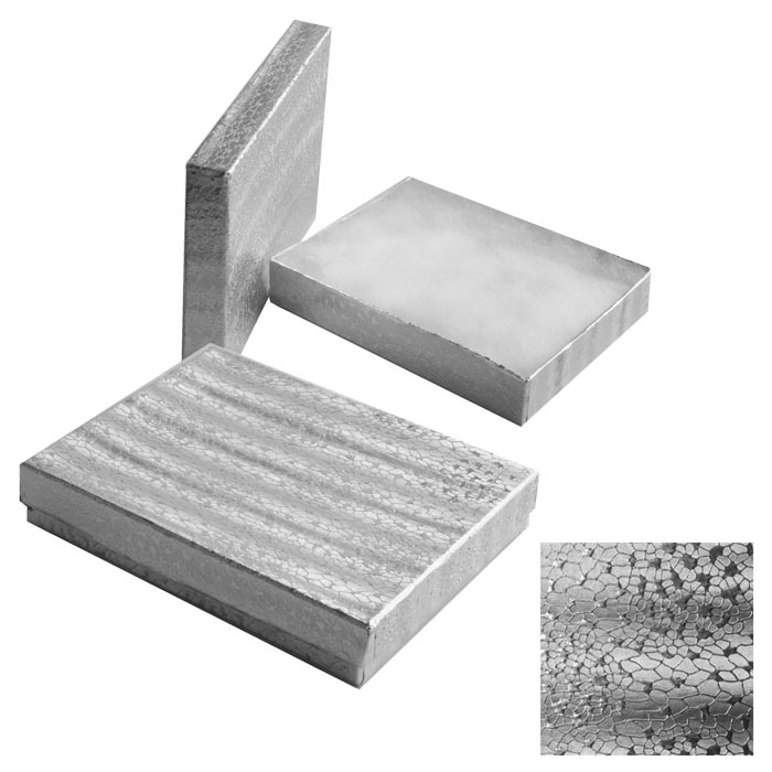 Silver Foil Cotton Filled Jewelry Gift Boxes #75