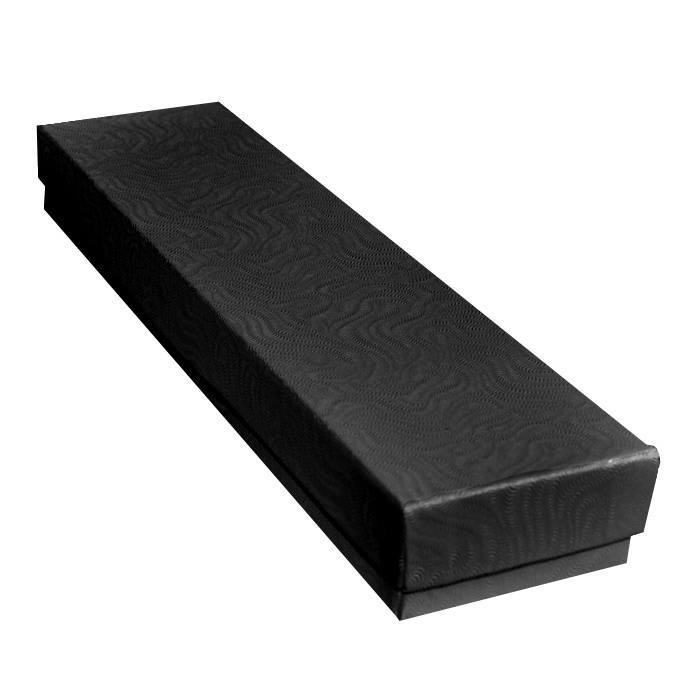 Swirl Black Cotton Filled Jewelry Bracelet / Watch Gift Boxes #82