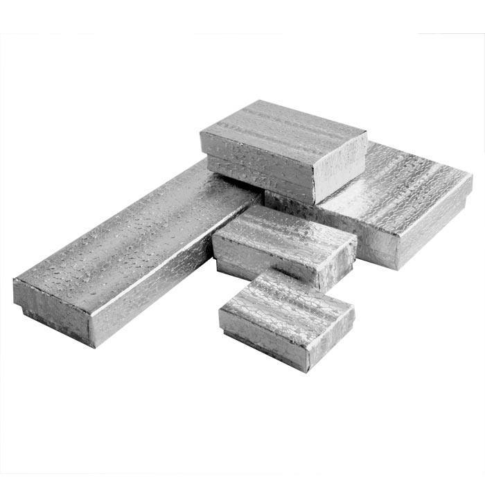 Silver Foil Assorted Sizes Cotton Filled Jewelry Gift Boxes #99