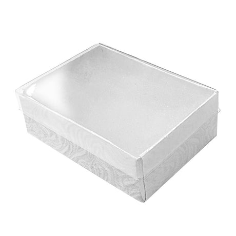 Swirl White Clear-View Lid Cotton Filled Jewelry Gift Boxes #32