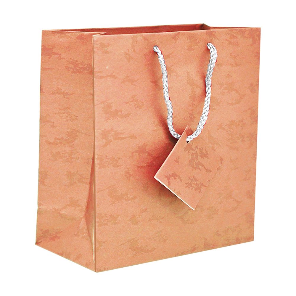 Pink Paper Tote Gift Shopping Bags, 4" x 2-3/4" x 4-1/2"