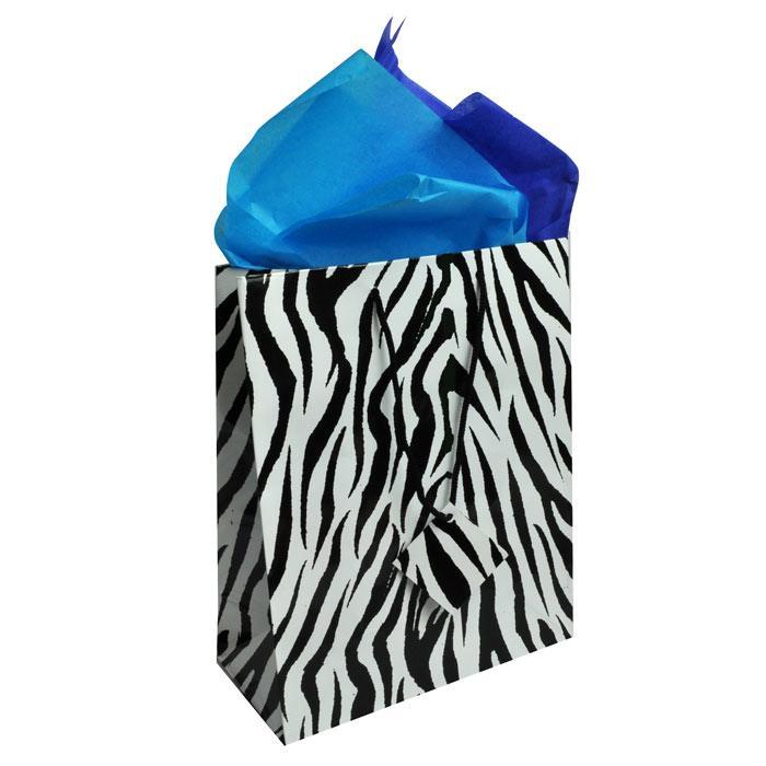 Zebra Print Gift Shopping Tote Bags with Handle, 7-3/4" x 4" x 9-3/4"