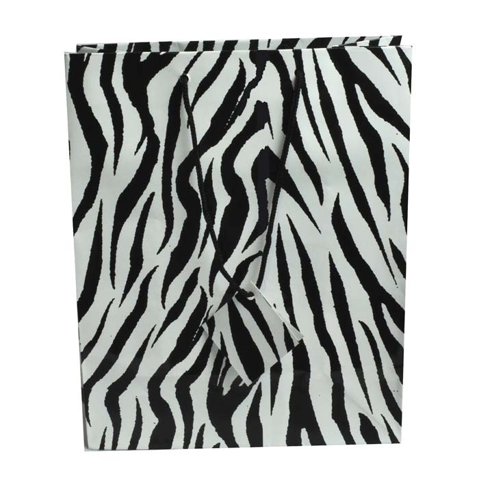 Zebra Print Gift Shopping Tote Bags with Handle, 7-3/4" x 4" x 9-3/4"