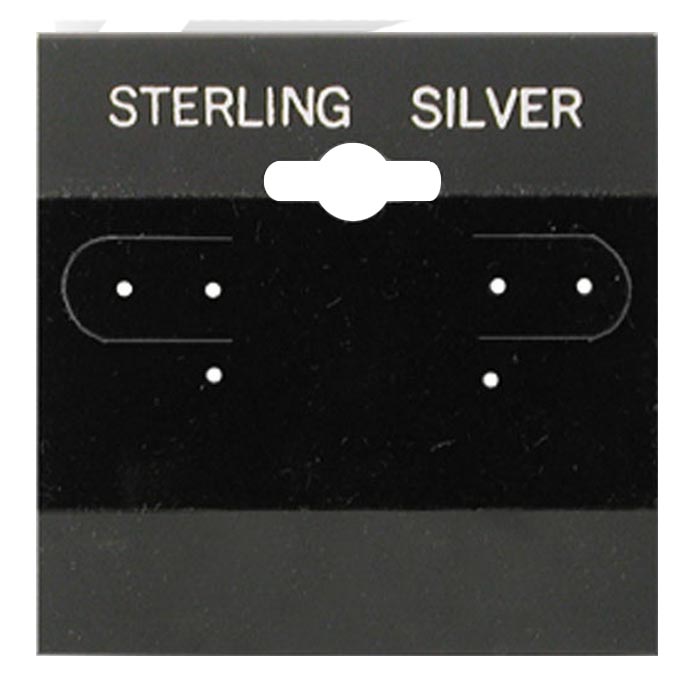 Black "Sterling Silver" Jewelry Earring Hanging Hole Cards, 100 Per Pack
