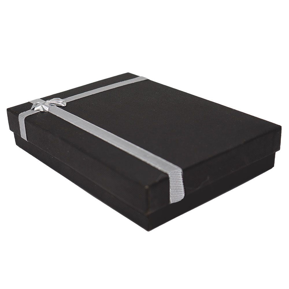 Black Paper Silver Bow-Tie Jewelry Necklace Boxes