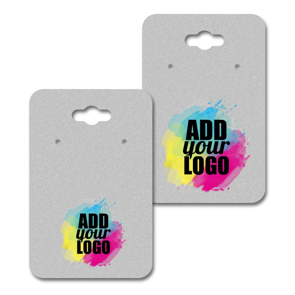 Hanging Matte Grey Jewelry Card 2" x 3" Rounded Corner