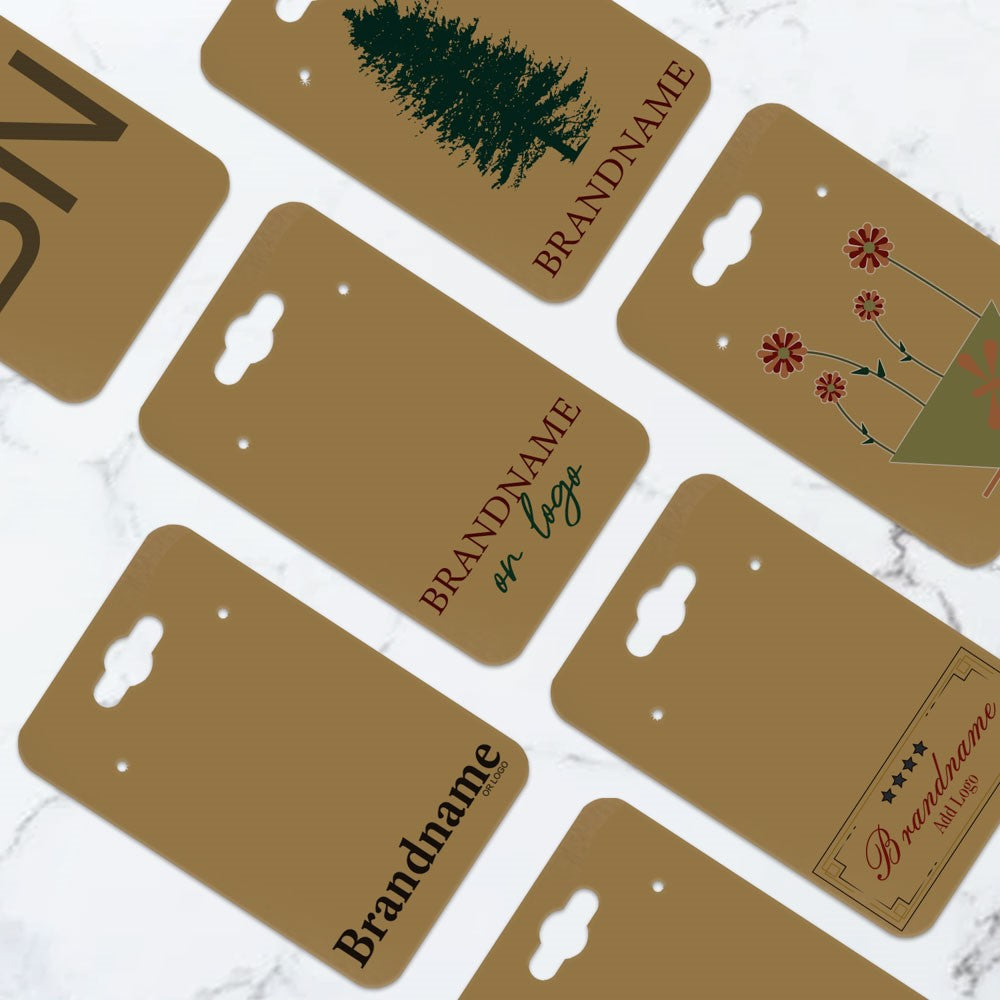 Hanging Kraft Jewelry Card 2" x 3" Rounded Corner