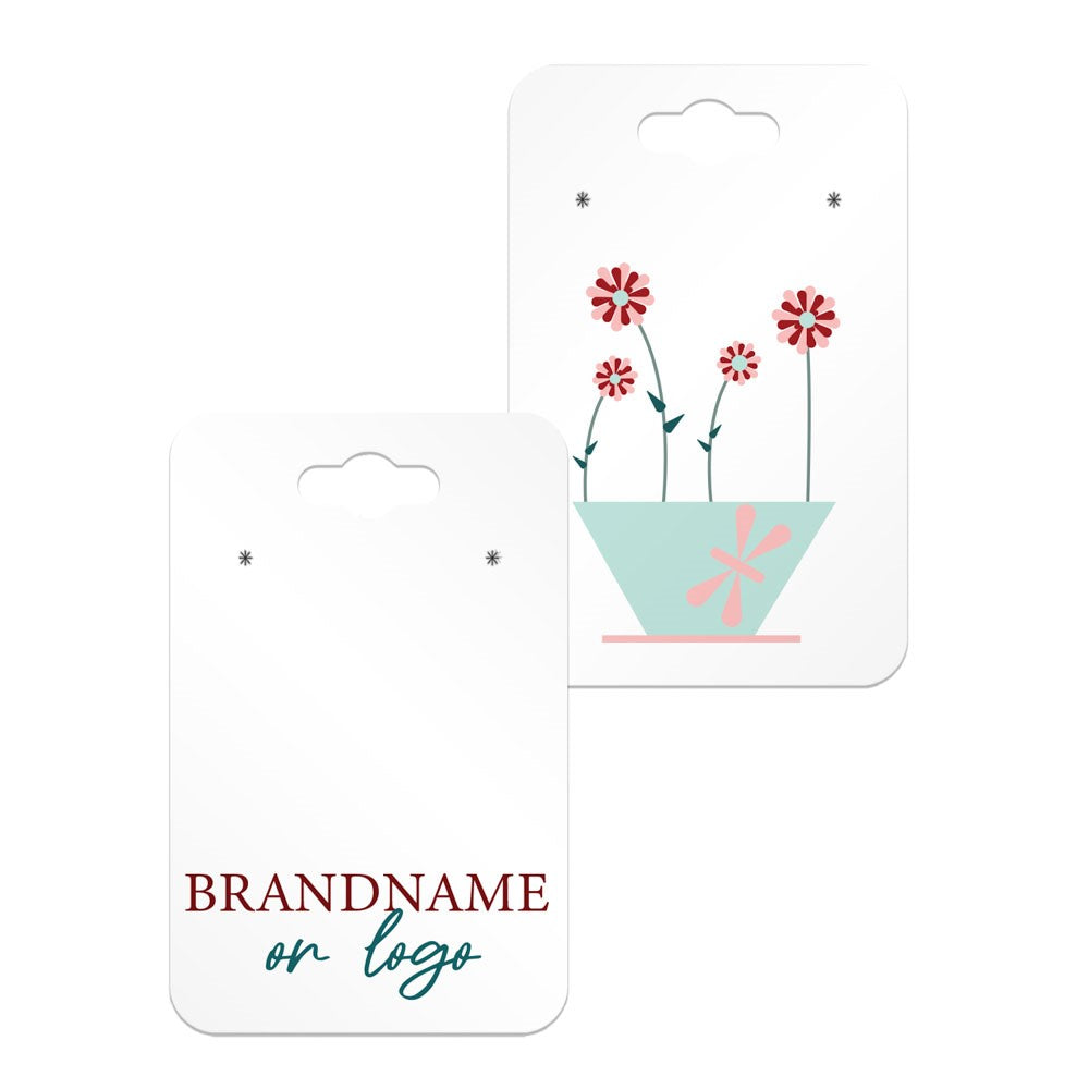 Hanging White Glossy Jewelry Card 2" x 3" Rounded Corner