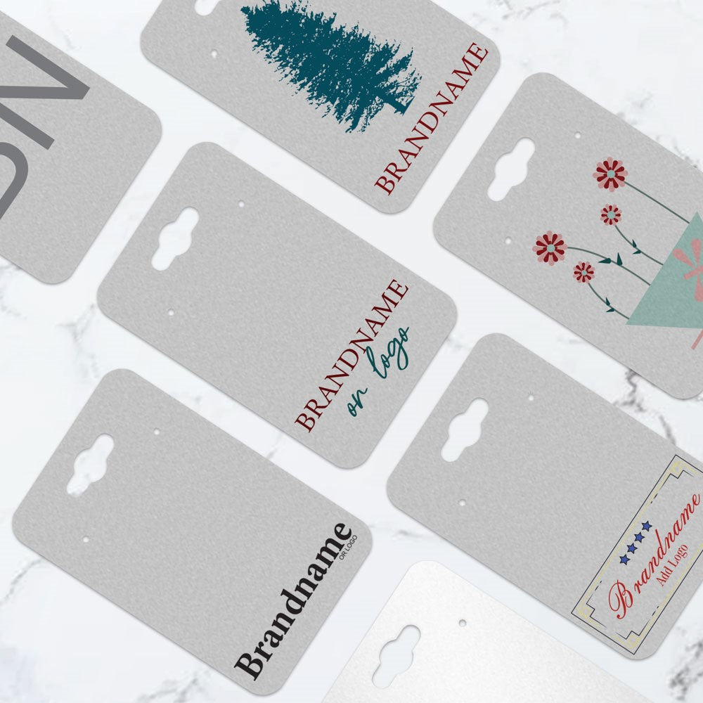 Hanging Matte Grey Jewelry Card 2" x 3" Rounded Corner