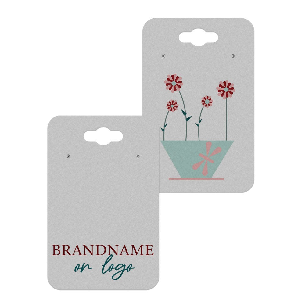 Hanging Matte Grey Jewelry Card 2" x 3" Rounded Corner