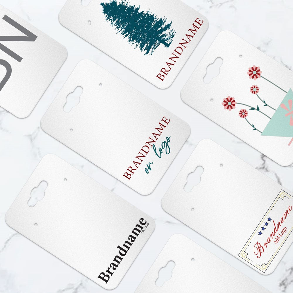 Shimmer White Earring Card With Keyhole  2" x 3" Rounded Corner