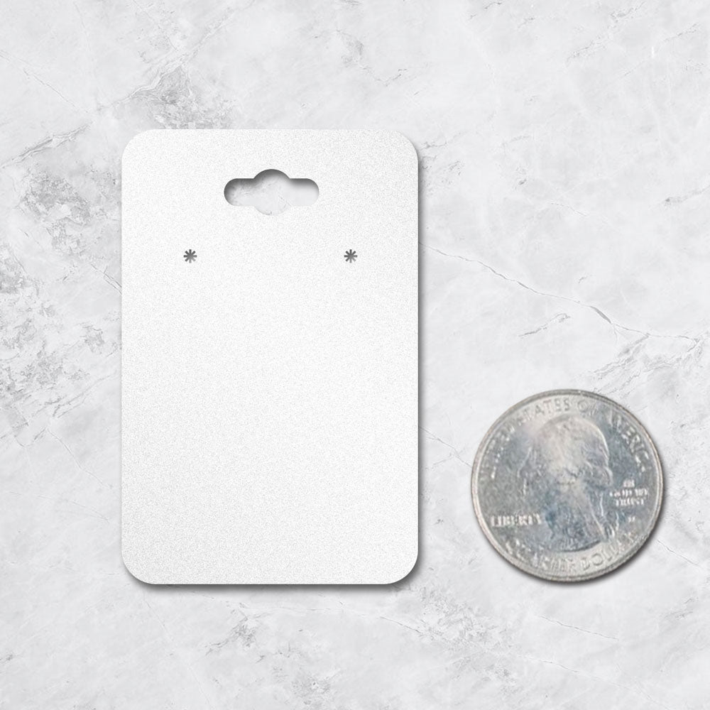 Shimmer White Earring Card With Keyhole  2" x 3" Rounded Corner