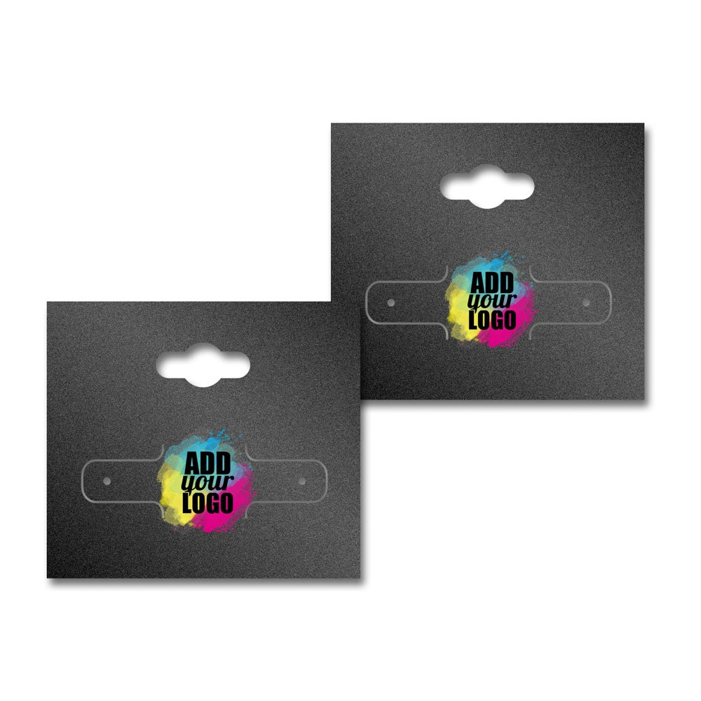 Shimmer Black Hoop Earring Black Card with keyhole 2-1/8" x 1-7/8"