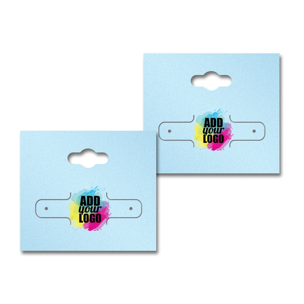 Shimmer Blue Hoop earring Card with Keyhole 2-1/8" x 1-7/8"