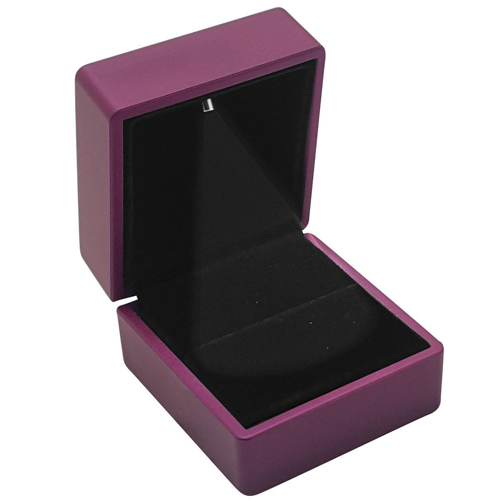 Purple Soft Touch Lighted Ring Box