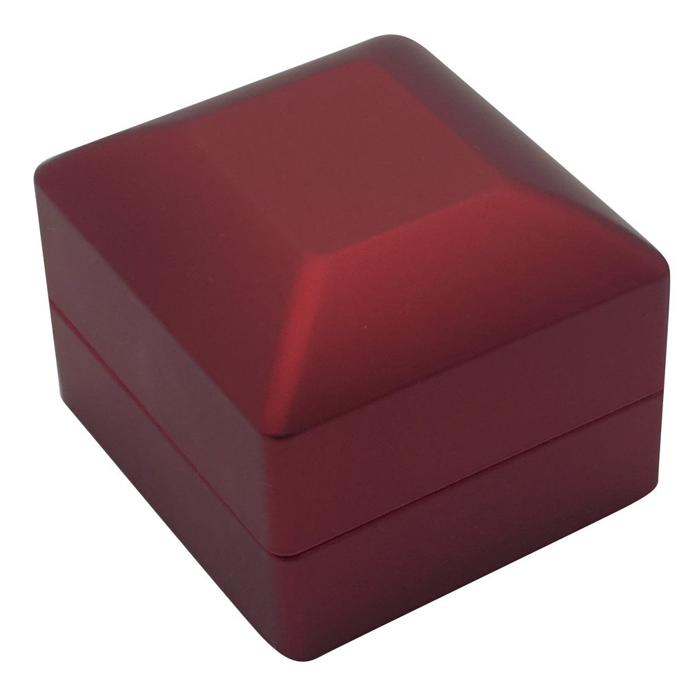 Red Soft Touch Lighted Ring Box