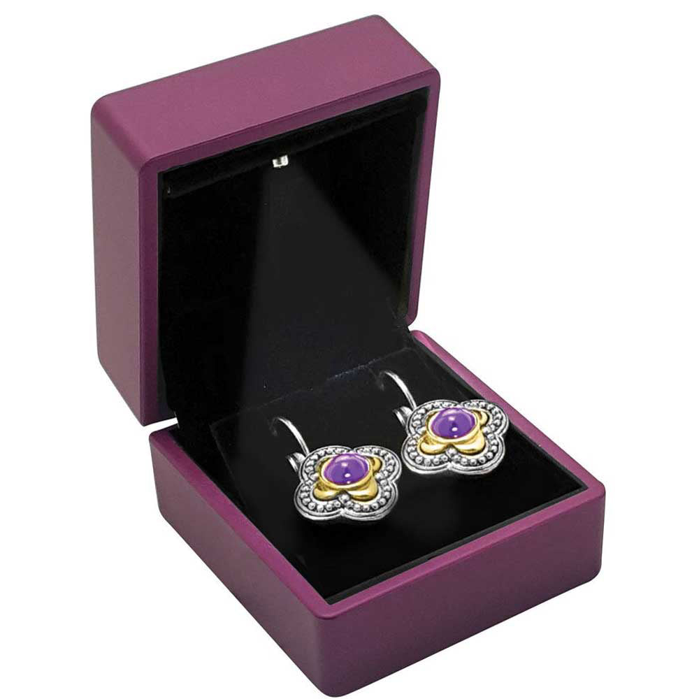 Purple Soft Touch Lighted Earring Box
