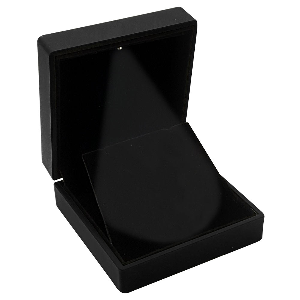 Black Soft Touch Lighted earring and pendant Box