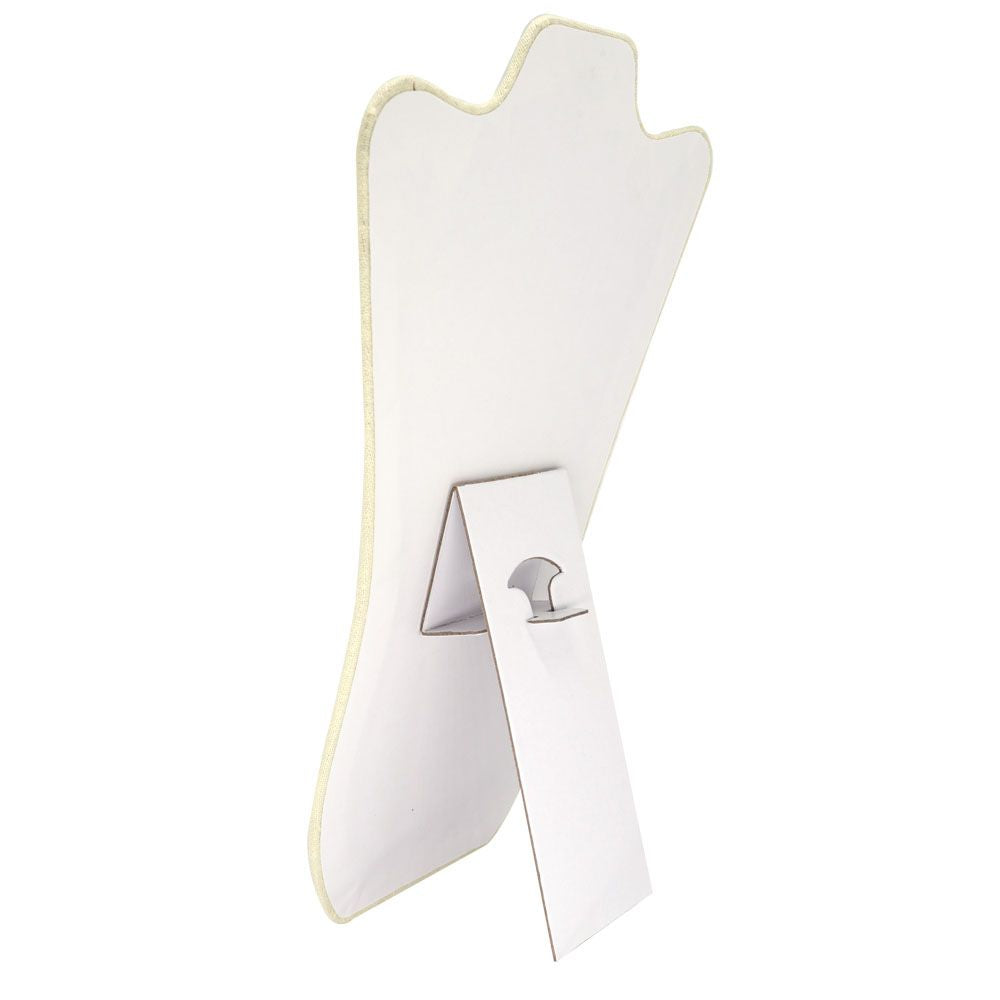 Beige Linen Curved Jewelry Necklace Display Easel, 14" Tall
