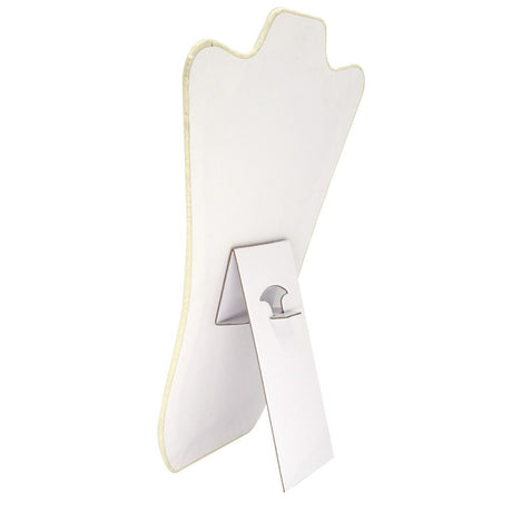 Beige Linen Curved Jewelry Necklace Display Easel, 14" Tall