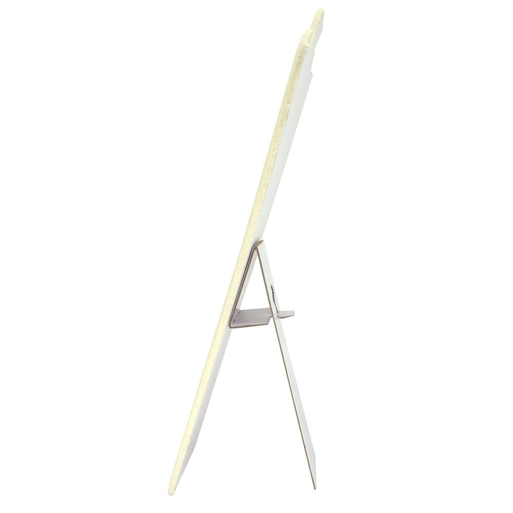 Beige Linen Curved Jewelry Necklace Display Easel, 14" Tall