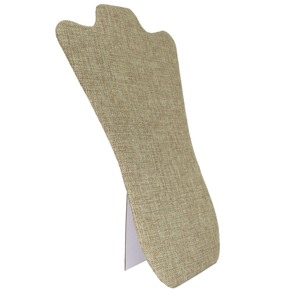 Brown Burlap Curved Jewelry Necklace Display Easel, 14" Tall