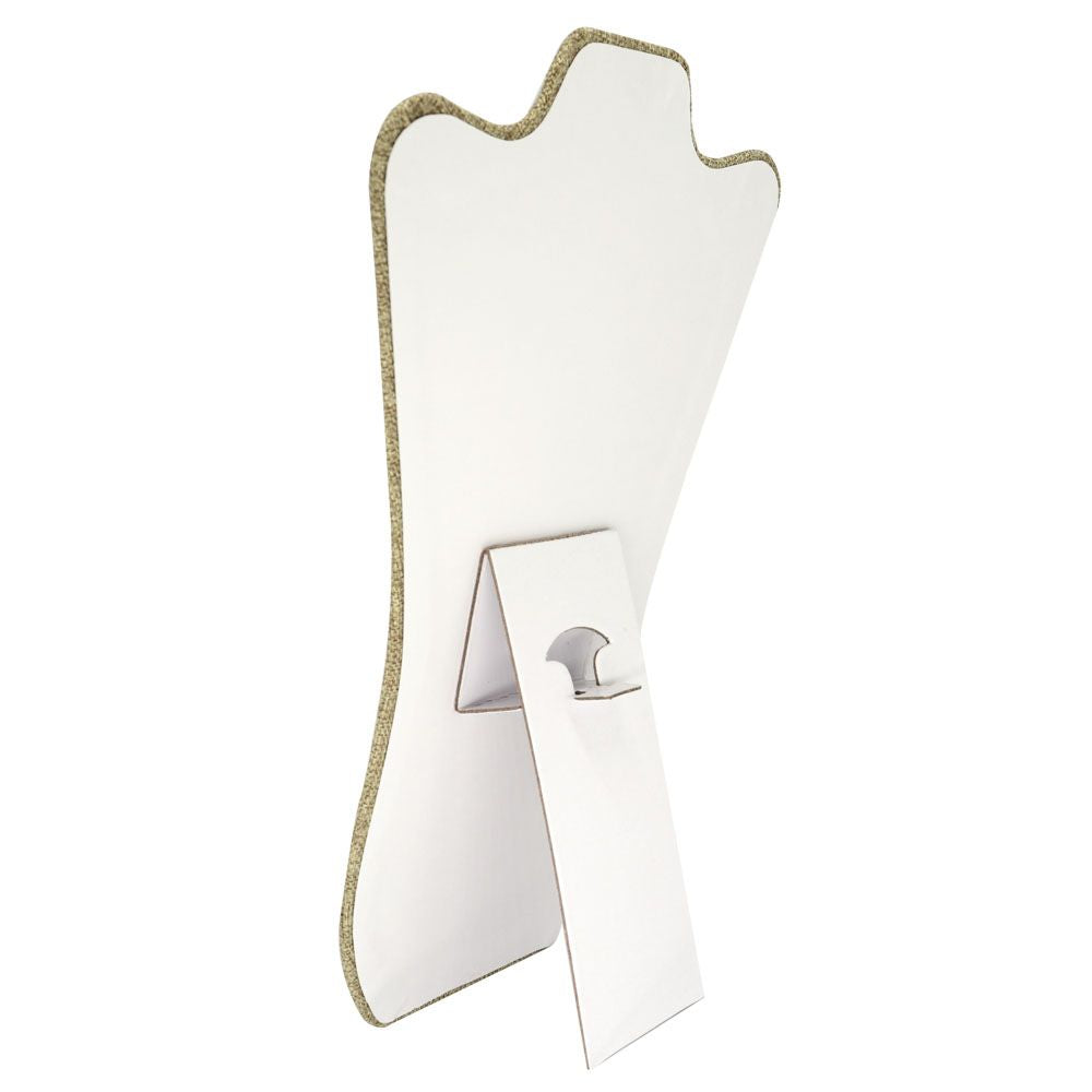 Brown Burlap Curved Jewelry Necklace Display Easel, 14" Tall